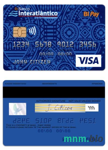 Cabo Verde Banco Interatlantico bank BI Pay przykład karty visa w formacie PSD